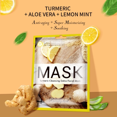 OEM Wholesale Organic Skin Care Sheet Facial Clay Mask Anti Aging Cleansing Detox Turmeric Face Mask