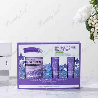 Wholesale Travel Gift Sets Natural Whitening Lavender Hand/Foot Cream Both Body Scrub Pure Soft Moisturizing Body Care Set